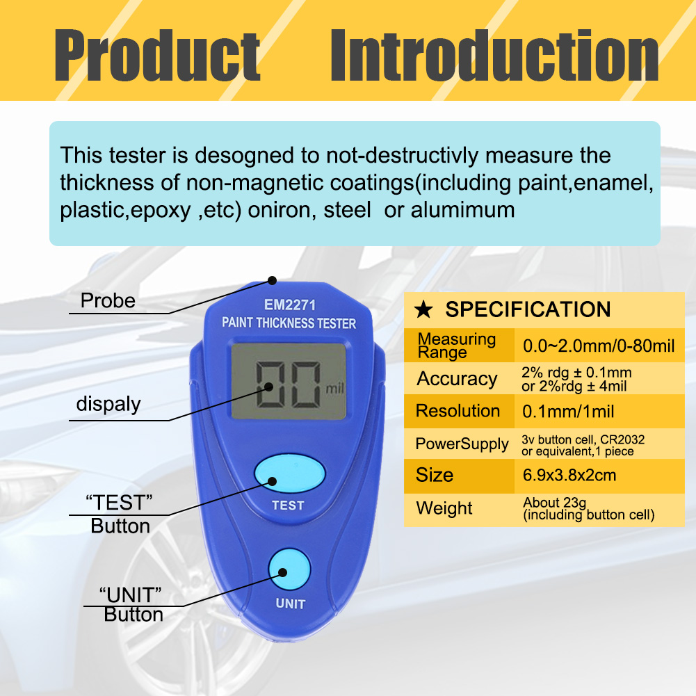 Paint GM200/EM2271 Coating Thi - Paint Thickness Gauge recension och pris